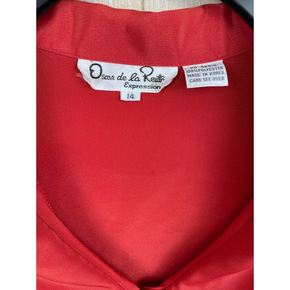 Vintage Oscar de la Renta Expressions Women's Red Blouse Size 14 - Picture 2 of 8